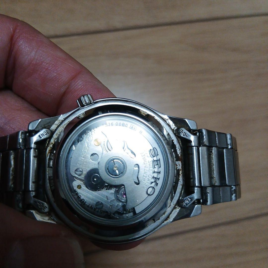 マ*ん様 セイコー 5スポーツ自動巻き時計 100m防水 黒文字盤