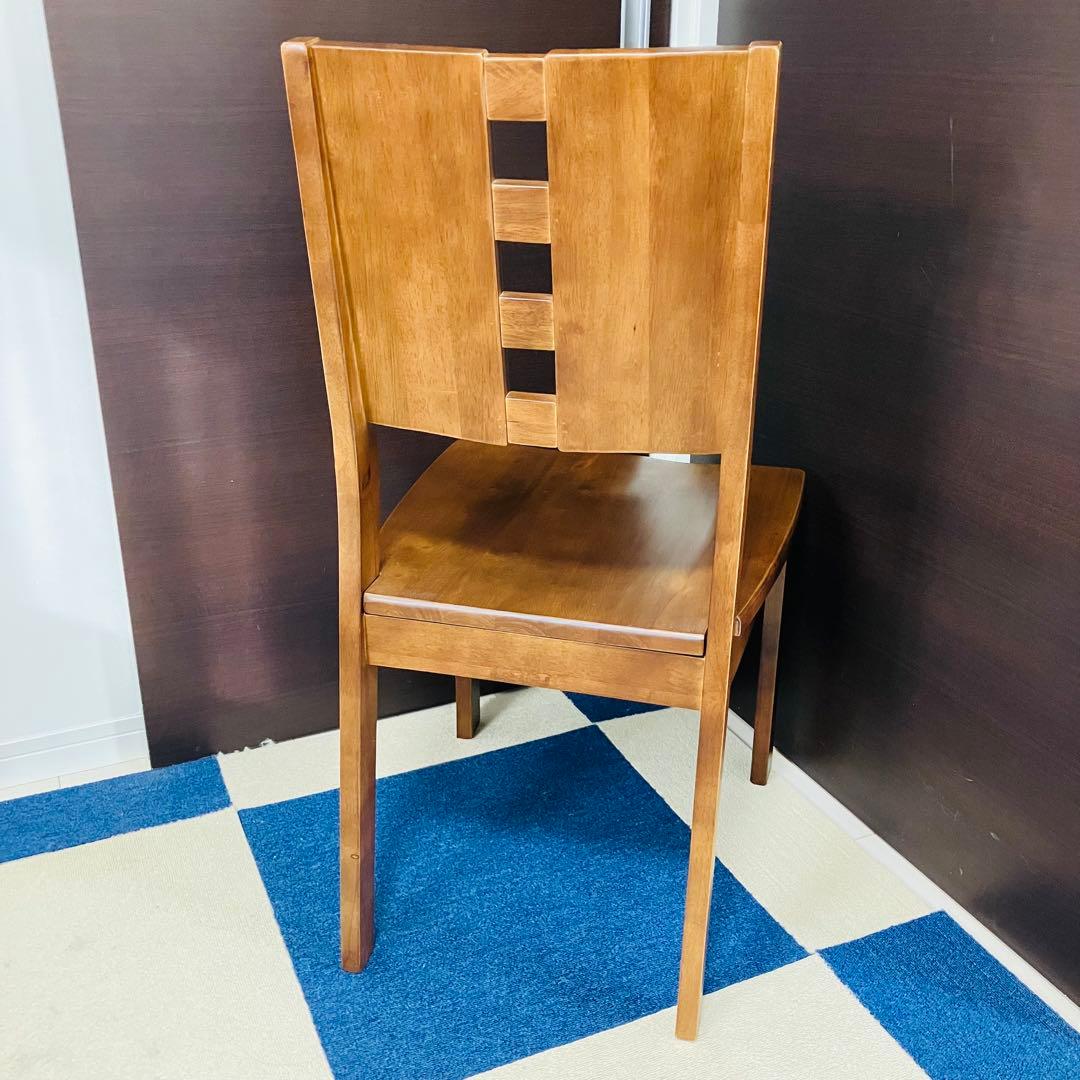 【美品】ダイニングチェア 椅子 2脚セット 完成品 木製 タモ材 送料無料 茶色