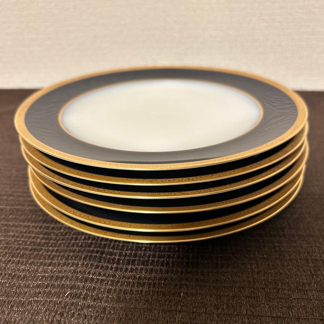 大倉陶園　ロイヤルブルー　瑠璃金彩金蝕　デザートプレート　19.5cm