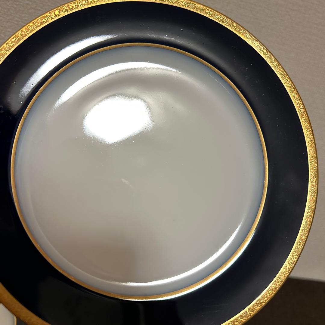 大倉陶園　ロイヤルブルー　瑠璃金彩金蝕　デザートプレート　19.5cm