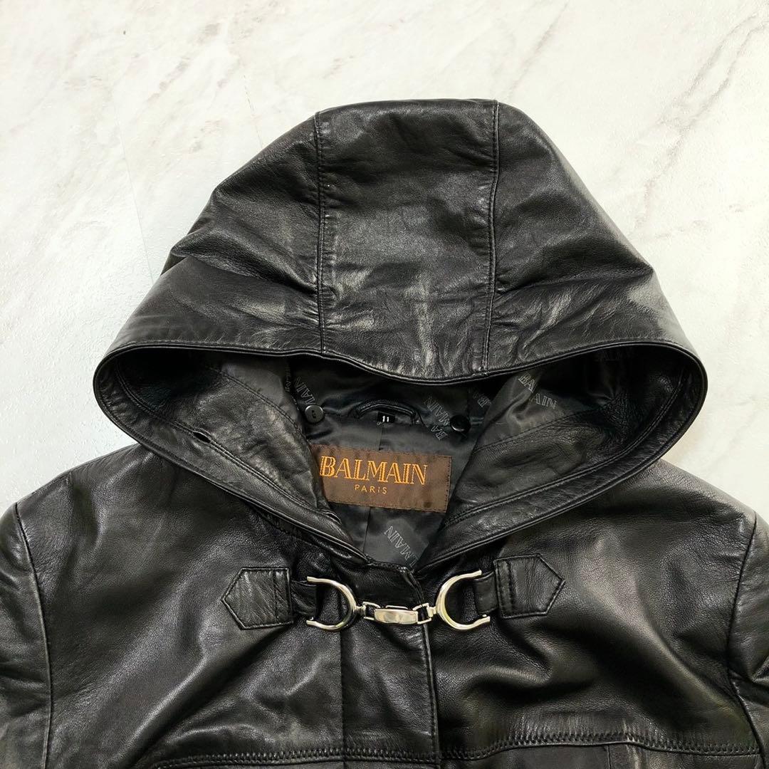 ✨極美品✨バルマン ロングコート 2way オールレザー 羊革 フォックス 黒