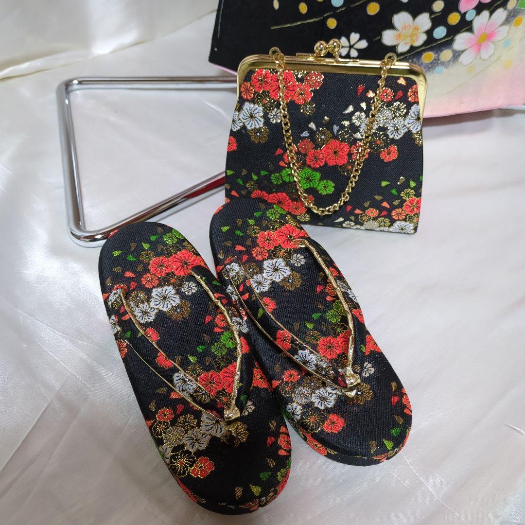 七五三７歳女の子 正絹躾付き着物と小物 フルセット　髪飾り付き