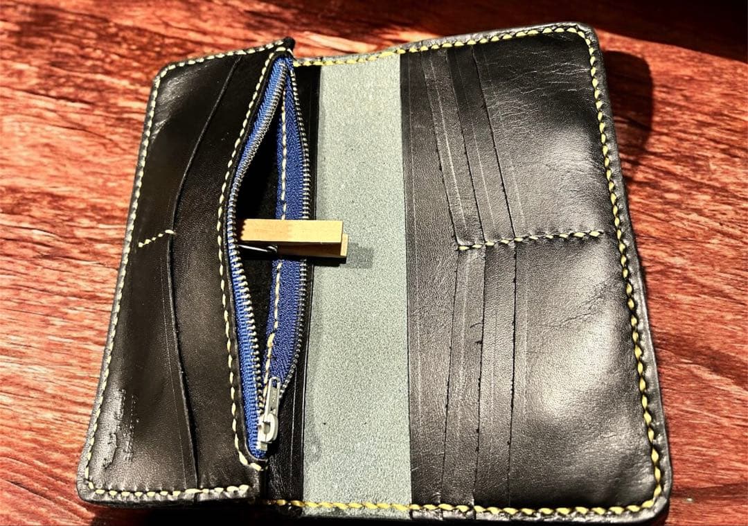 Gravy Leather 長財布 新喜皮革コードバン 真鍮フェザー ウォレット