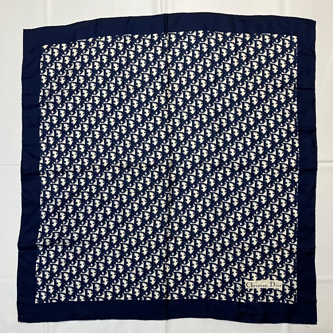2511-129｜クリスチャンディオール スカーフ シルク ネイビー