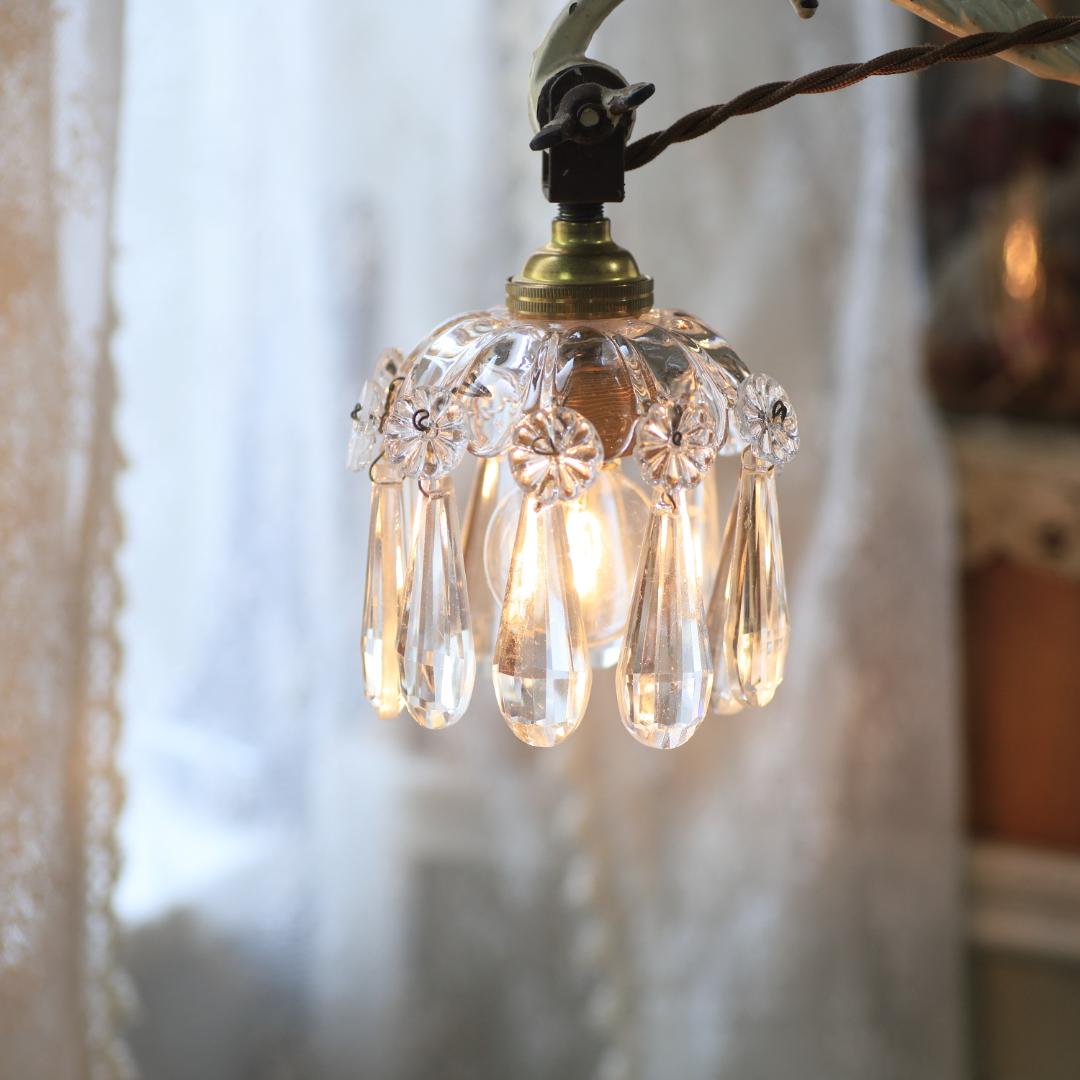 オールドバカラ ドロップ ミニシャンデリアシェード フランスアンティークランプ