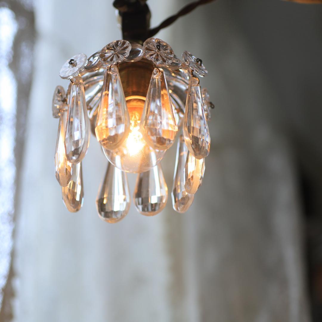 オールドバカラ ドロップ ミニシャンデリアシェード フランスアンティークランプ