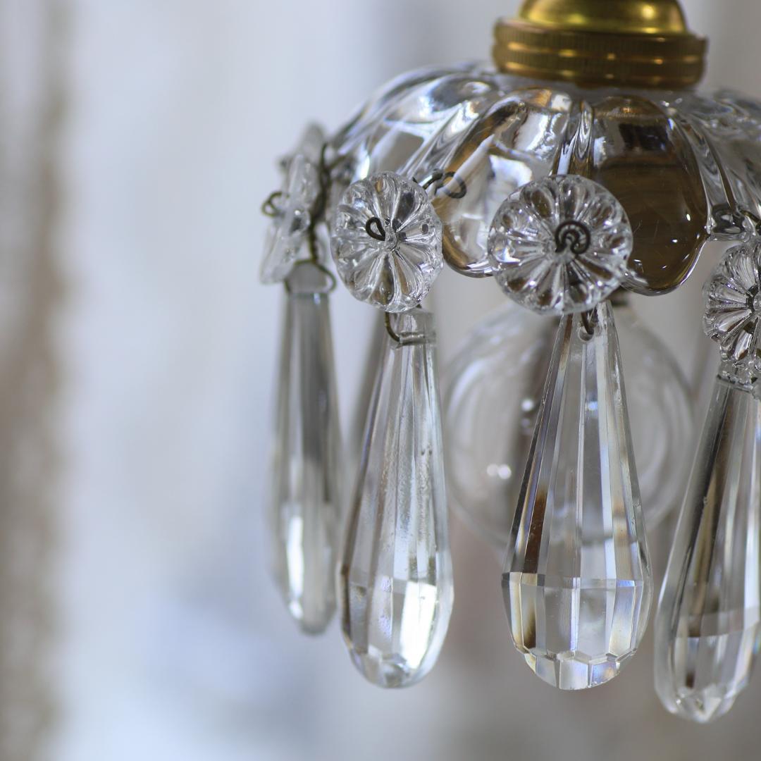 オールドバカラ ドロップ ミニシャンデリアシェード フランスアンティークランプ