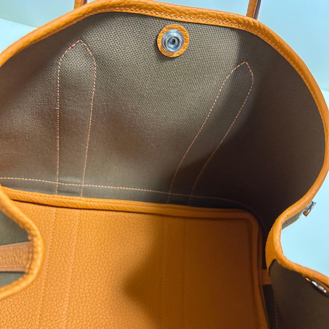 エルメス　ガーデンパーティー　キャンバス✕レザー　サイズTPM