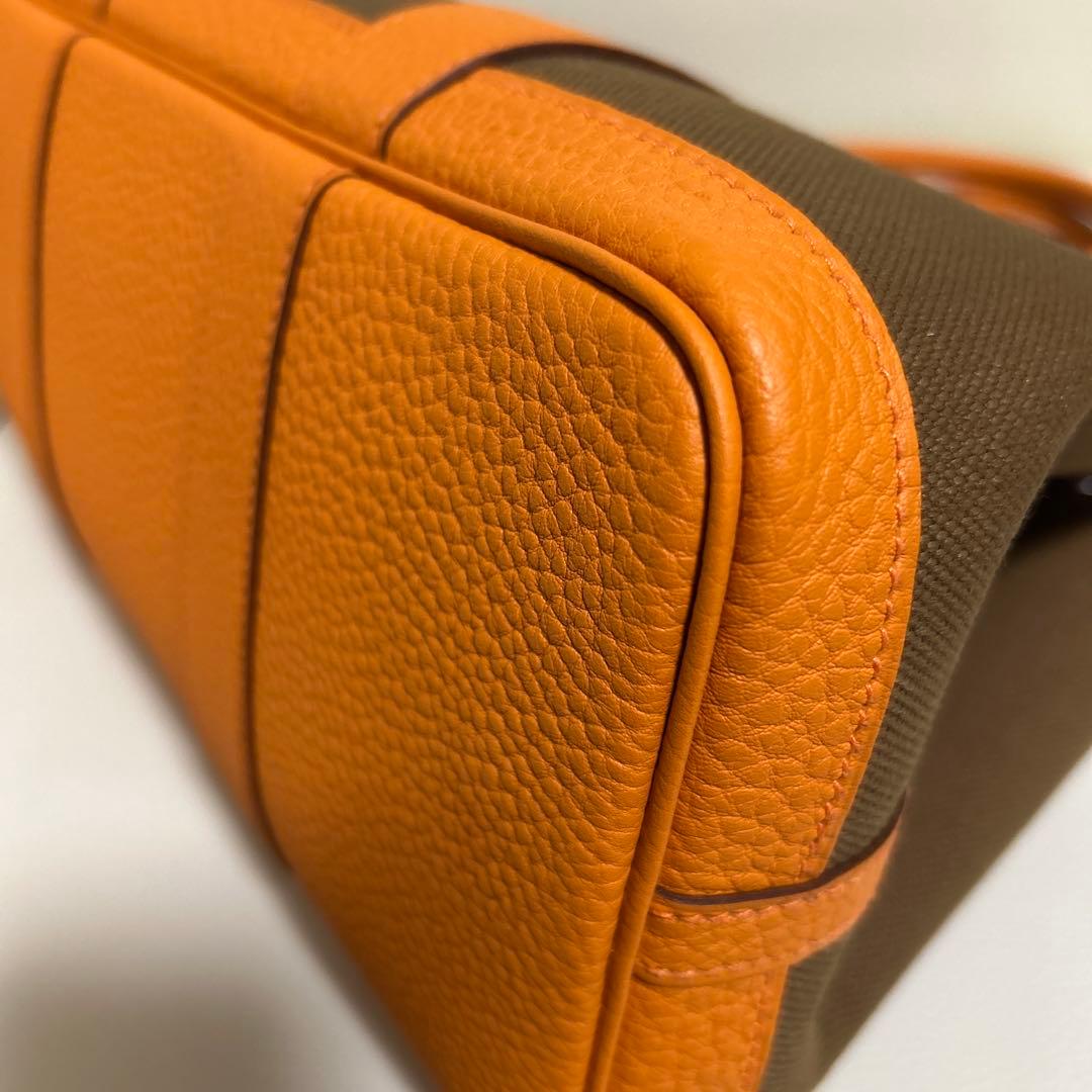 エルメス　ガーデンパーティー　キャンバス✕レザー　サイズTPM