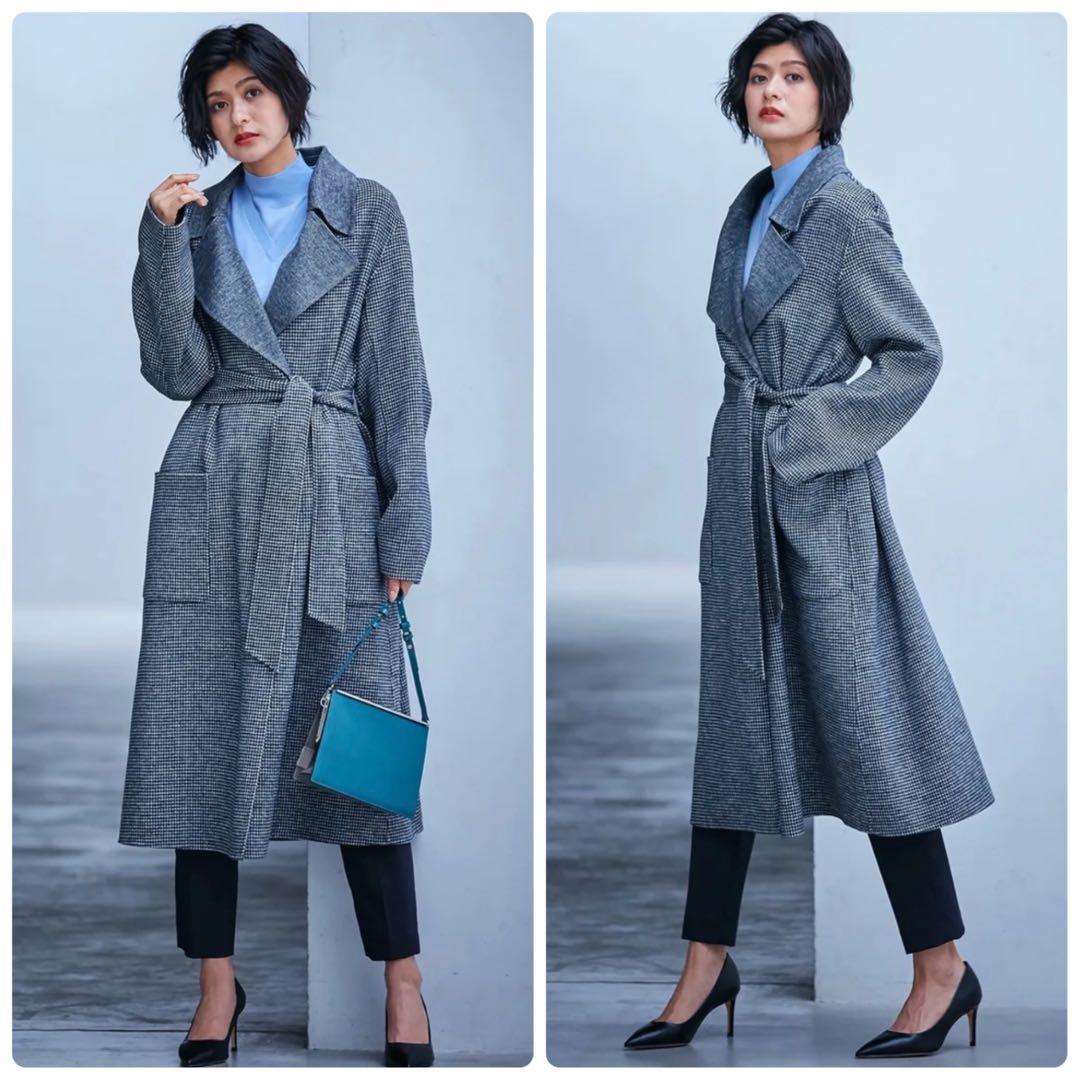 新品同様 ICB 大きいサイズ42 近年 カシミヤ混 ウールリバーコート XL