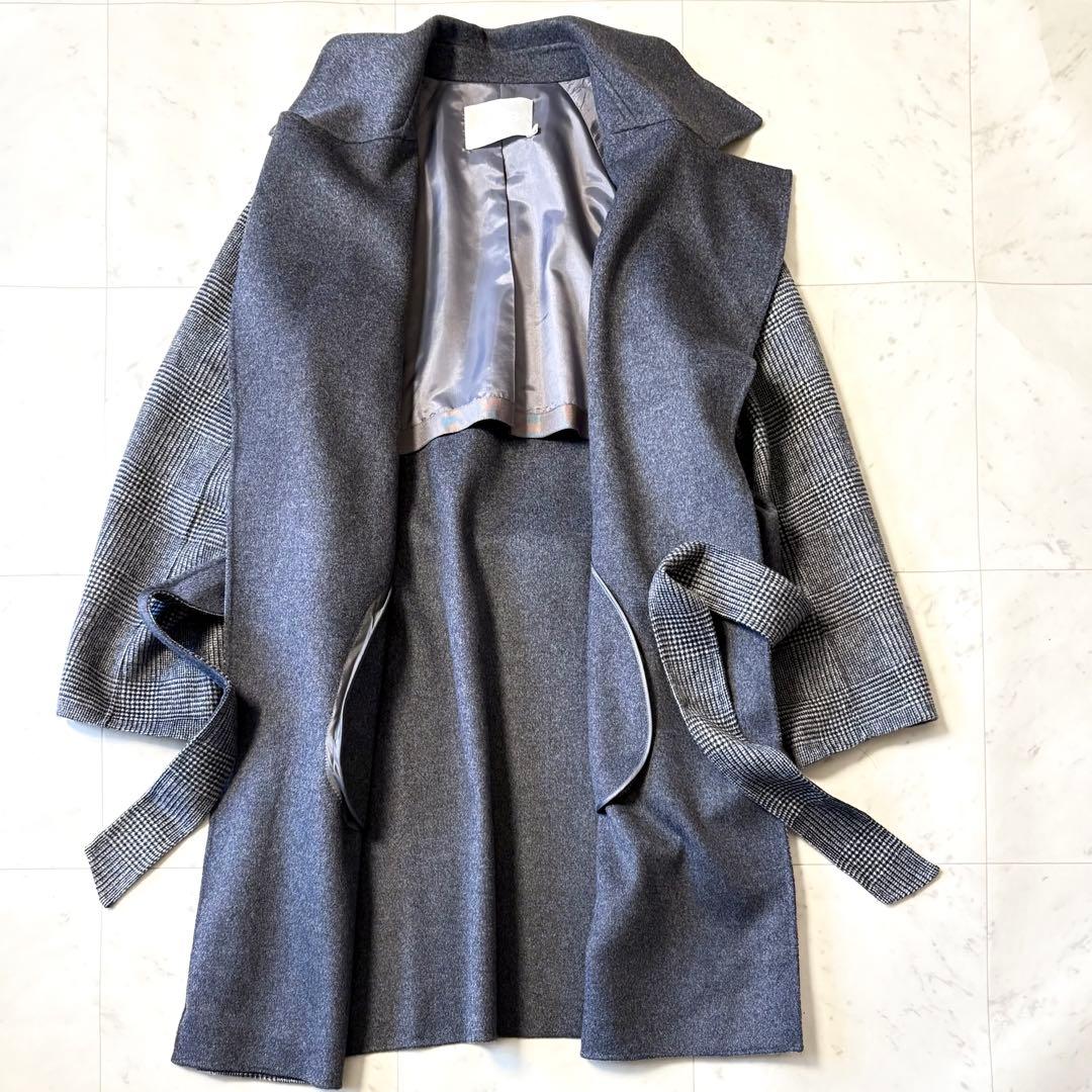新品同様 ICB 大きいサイズ42 近年 カシミヤ混 ウールリバーコート XL