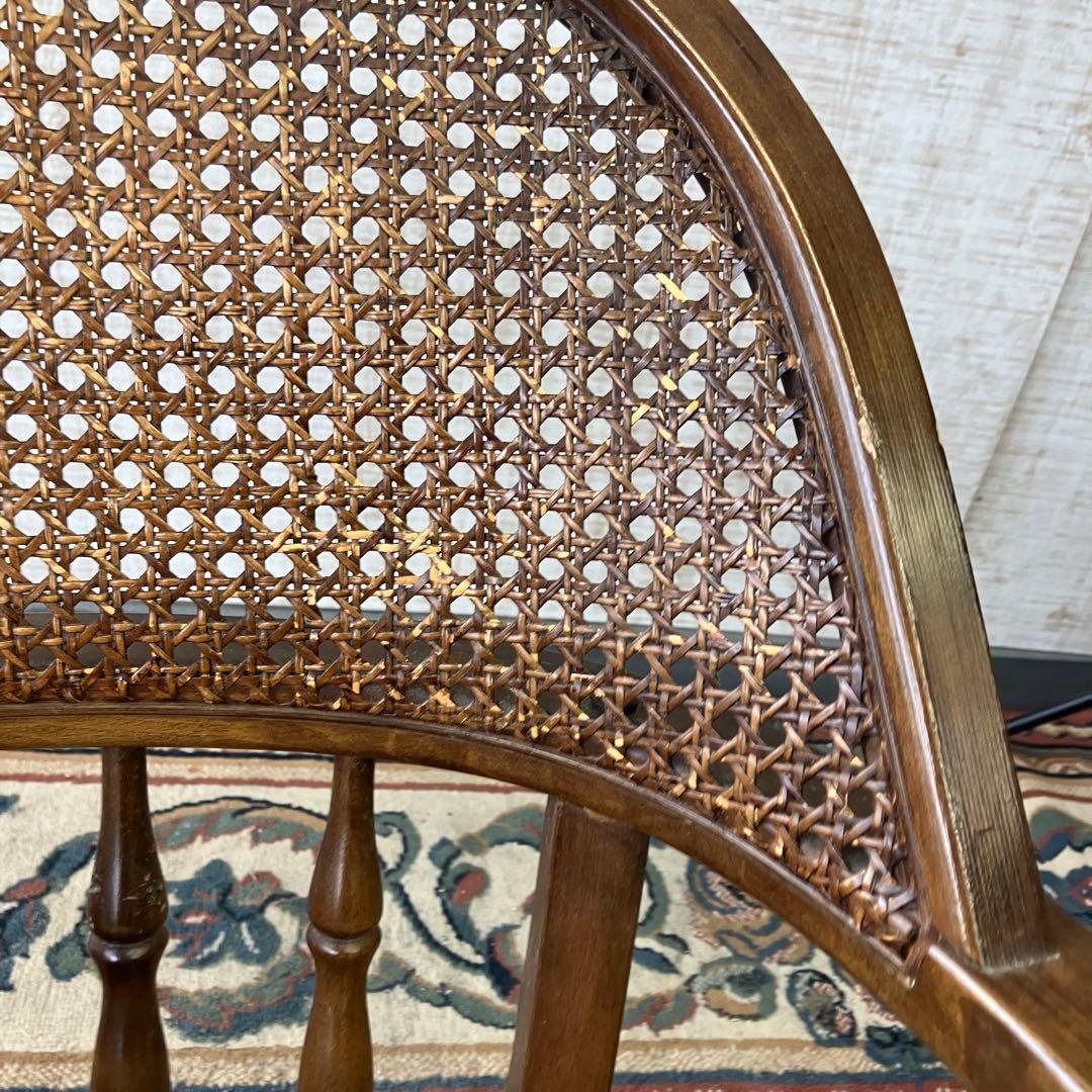 ③ オールドカリモク コロニアル 花柄 ベロア アームチェア ダイニングチェア