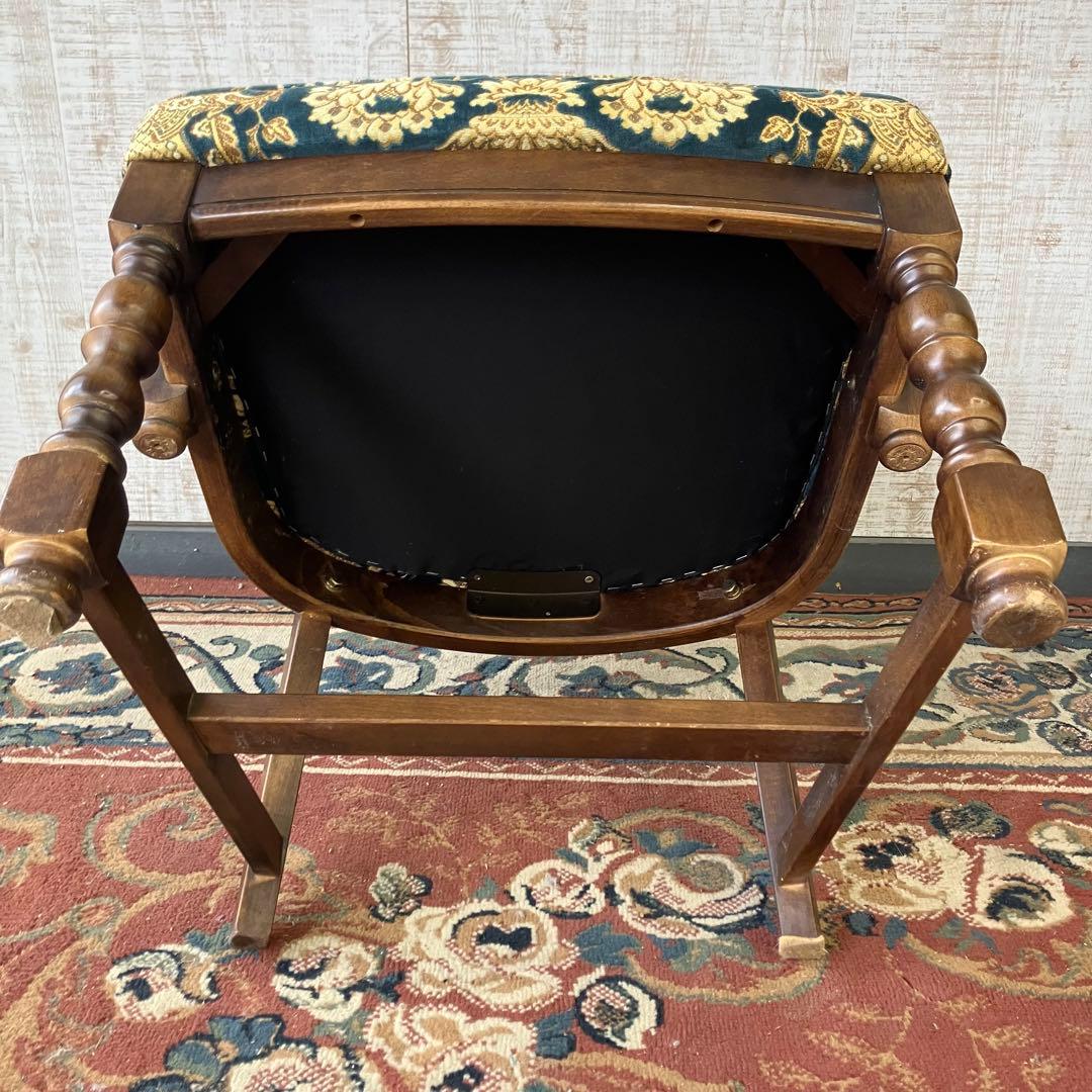 ③ オールドカリモク コロニアル 花柄 ベロア アームチェア ダイニングチェア