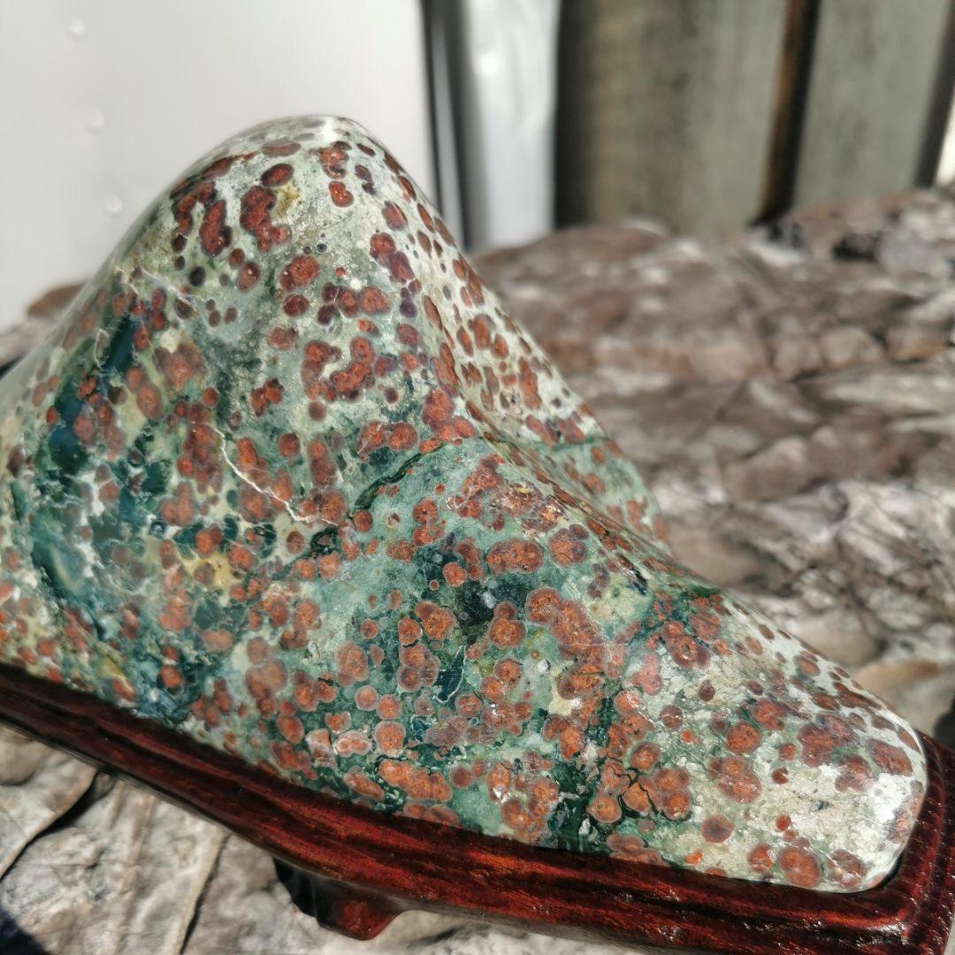 青森産　鹿の子石　2.9キロ　鑑賞石　石　置物　オブジェ　インテリア　津軽錦石