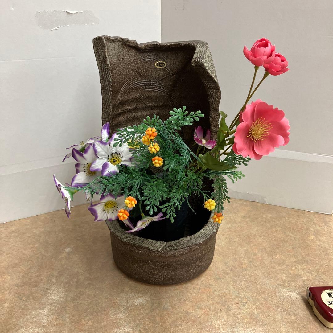 信楽焼手造り屏風花生け