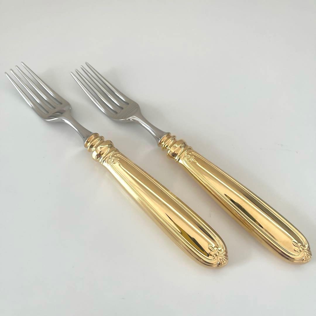 ノリタケ ブリストル フルーツフォーク モナカ柄 2本セット ゴールド