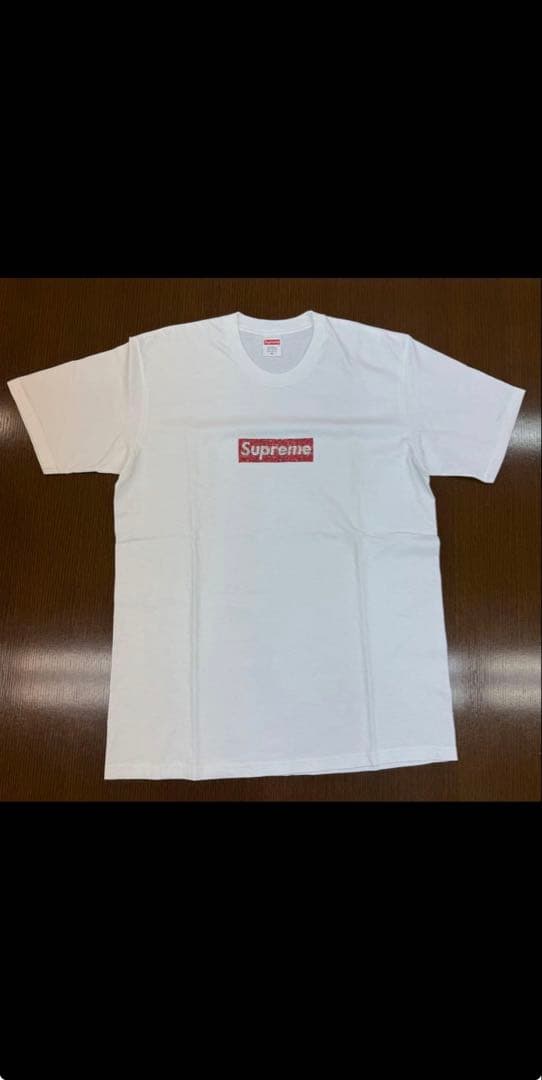 良品　シュプリーム　Tシャツ　半袖　M ホワイト　スワロフスキー　ロゴTシャツ