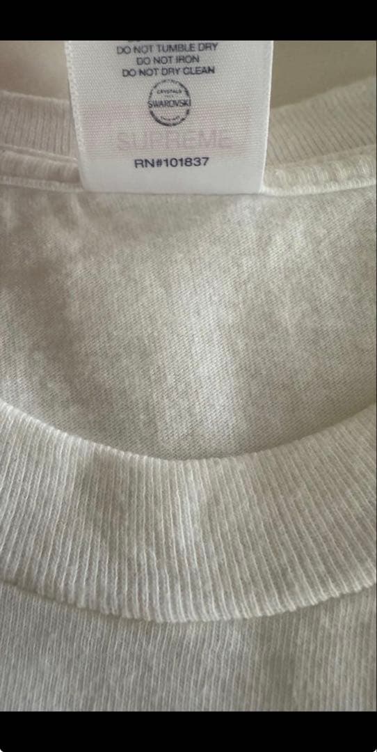 良品　シュプリーム　Tシャツ　半袖　M ホワイト　スワロフスキー　ロゴTシャツ