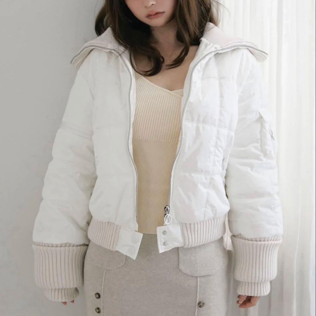 【美品】ANDMARY Mary quilting jacket wh×bg