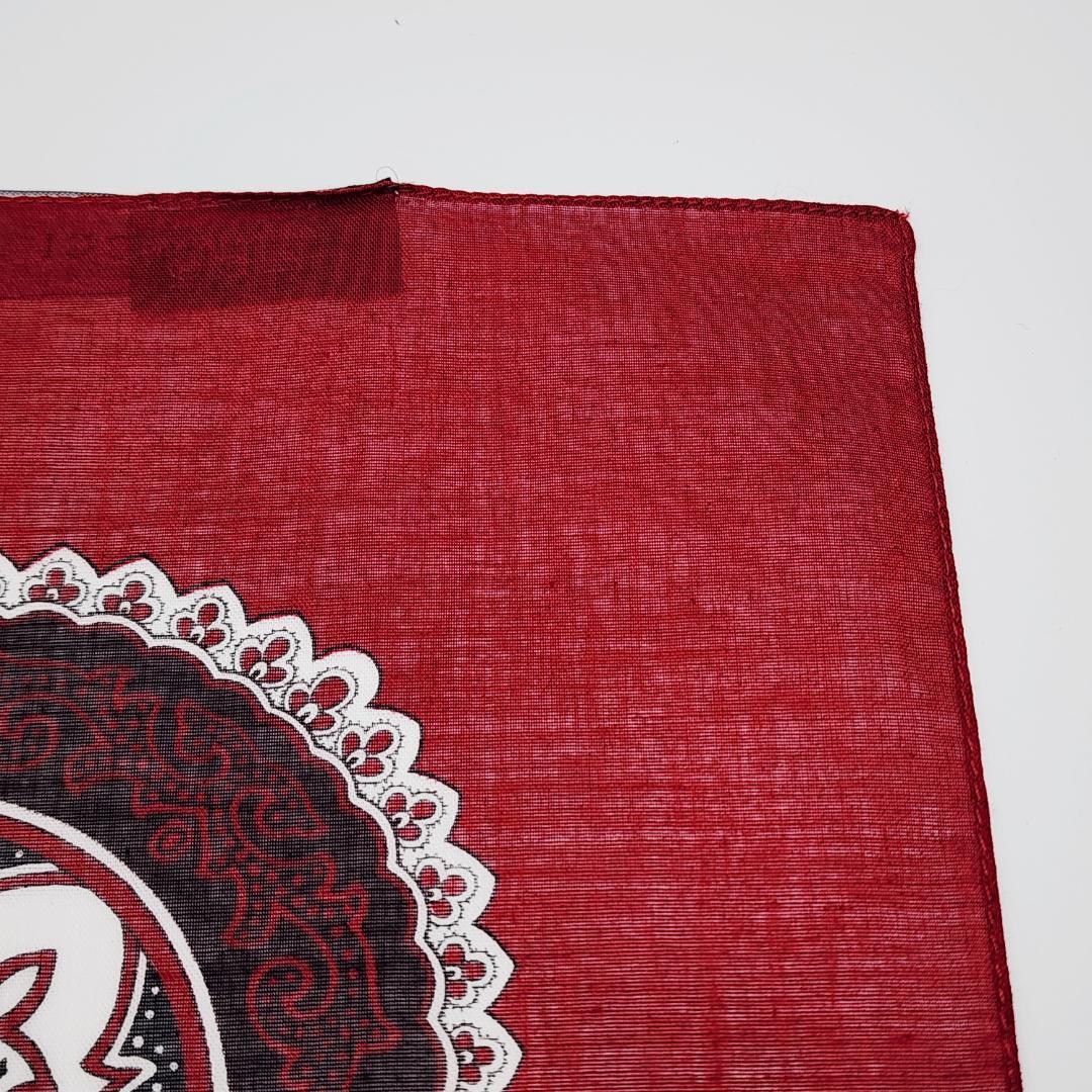 極美品 GUCCI グッチ バンダナ ハンカチ ペイズリー柄 コットン レッド.