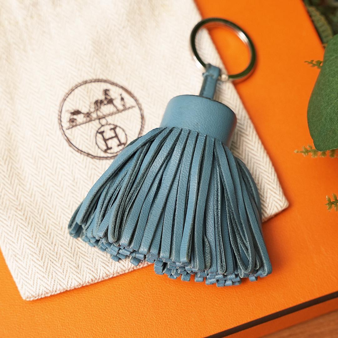 保存袋付き　HERMES　エルメス カルメン キーリング　ブルージーン