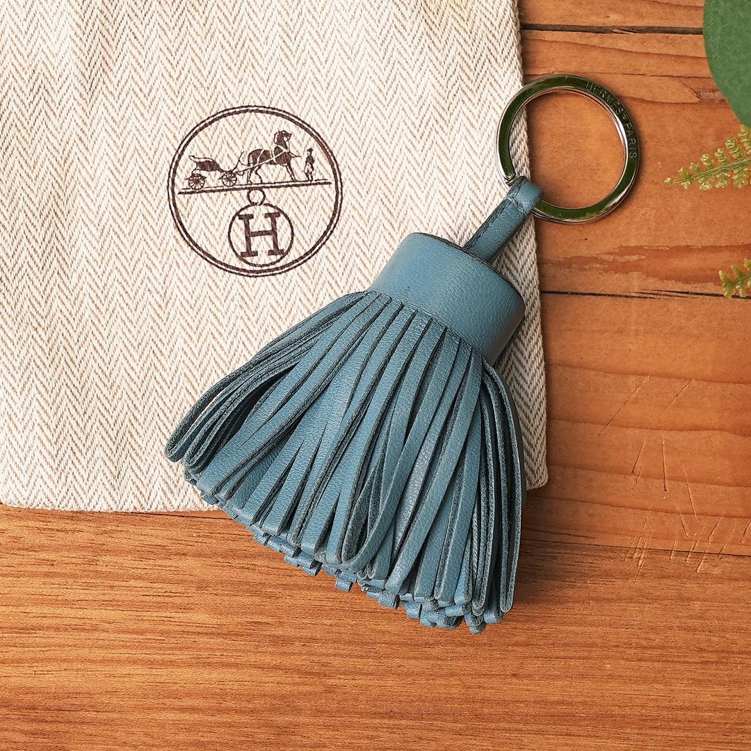 保存袋付き　HERMES　エルメス カルメン キーリング　ブルージーン