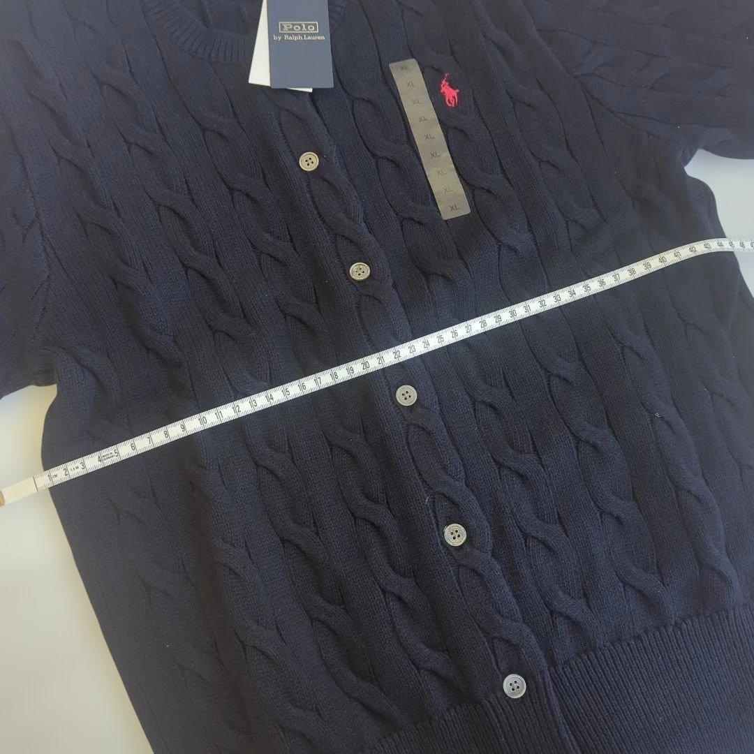 ポロラルフローレン　ケーブルニット半袖　ネイビー　XL