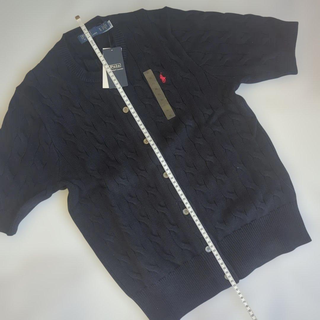 ポロラルフローレン　ケーブルニット半袖　ネイビー　XL