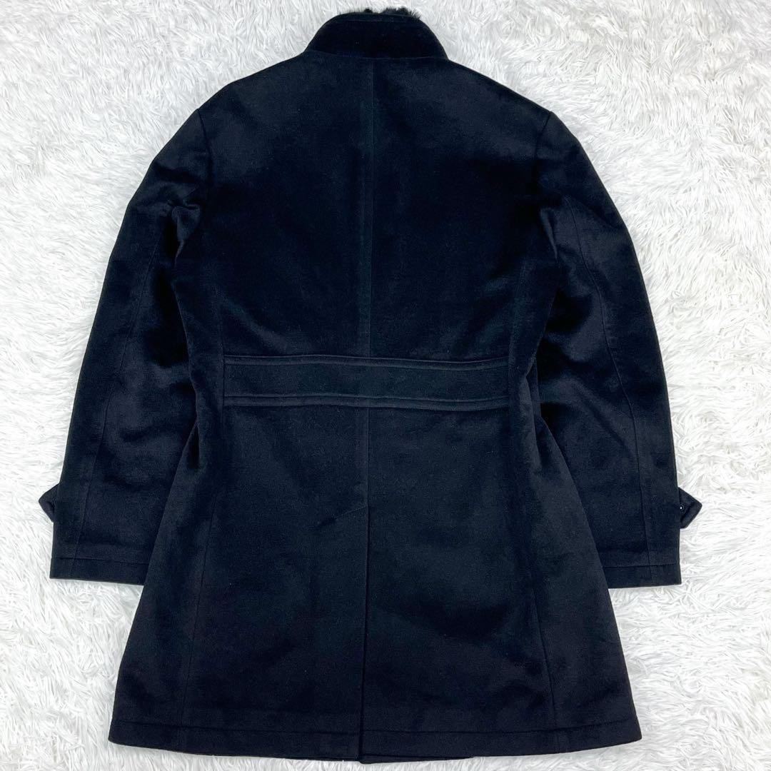 美品 ブラックレーベルクレストブリッジ ラビットファー着脱可能 スタンドカラー