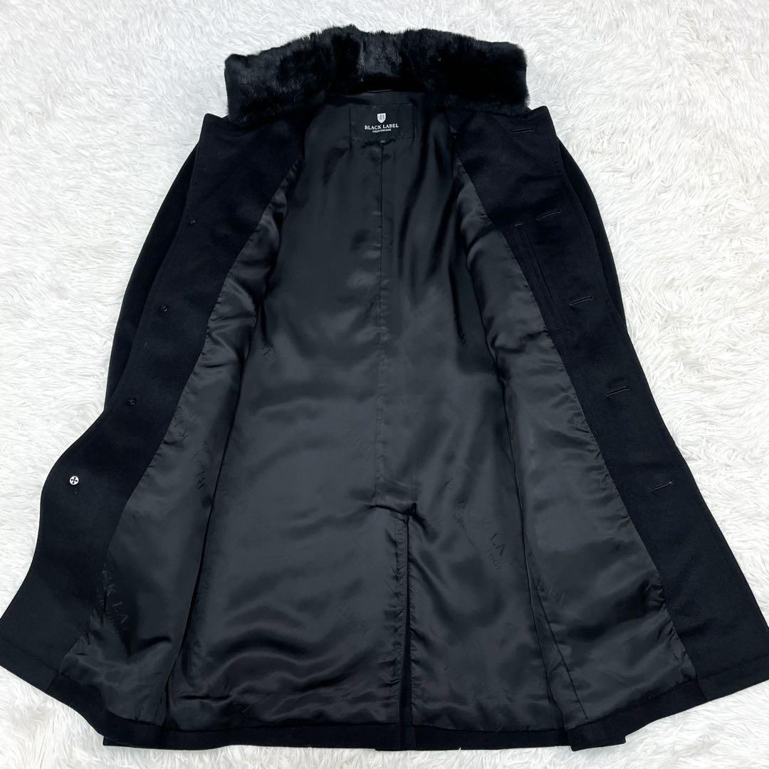 美品 ブラックレーベルクレストブリッジ ラビットファー着脱可能 スタンドカラー