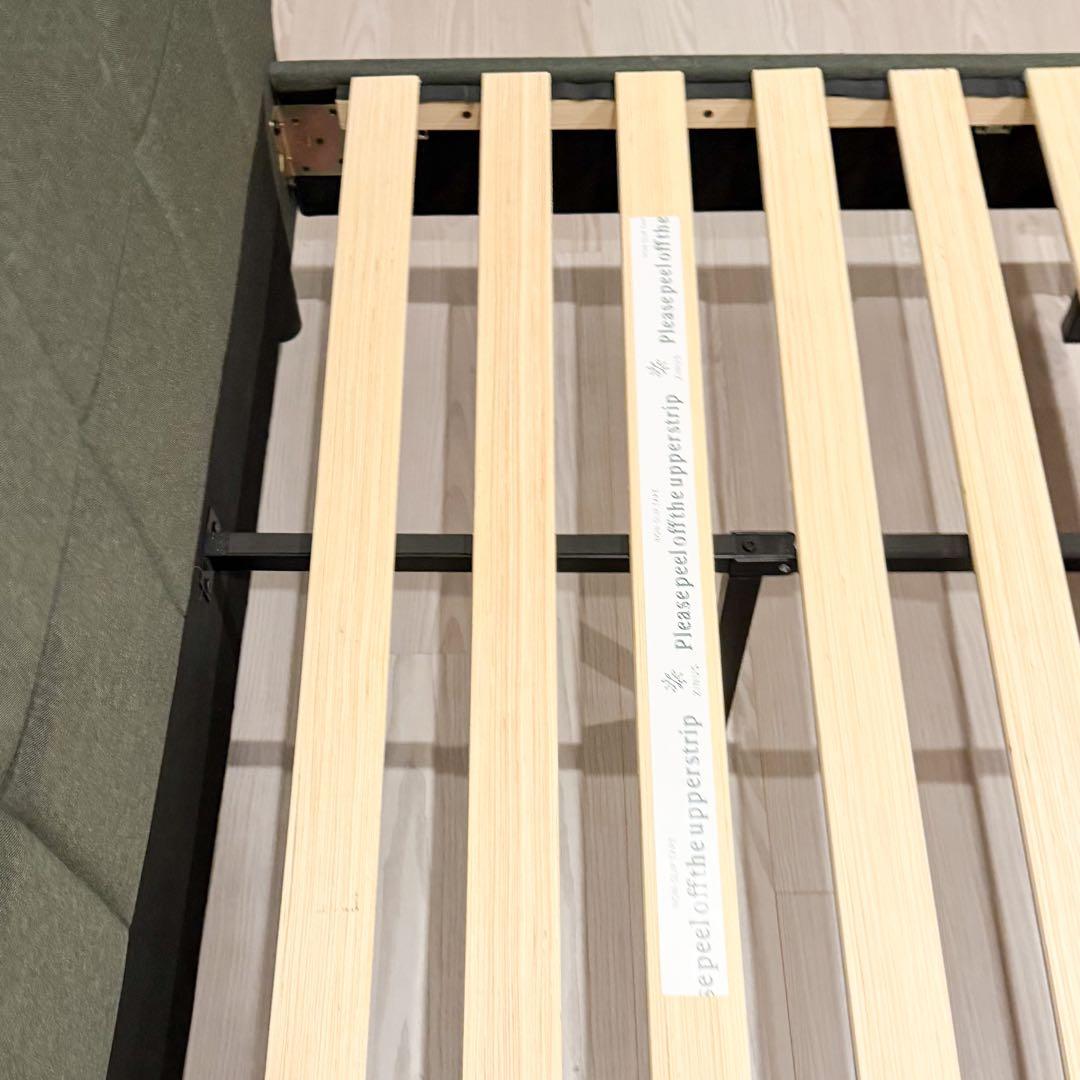 美品ZINUS折りたたみベッドフレーム セミダブルヘッドボード付き（収納バッグ）