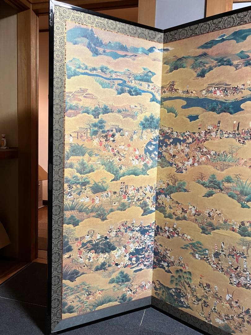 大阪夏の陣図 左隻 屏風 複製 特大 高級 衝立 六曲 侍 武士 和風 日本画