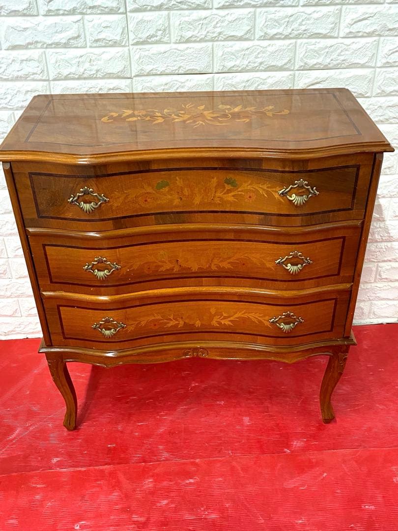 象嵌　チェスト　3段　猫脚