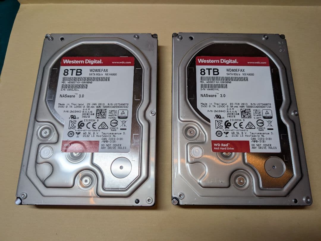 Western Digital Red 8TB HDD 2個セット NAS用
