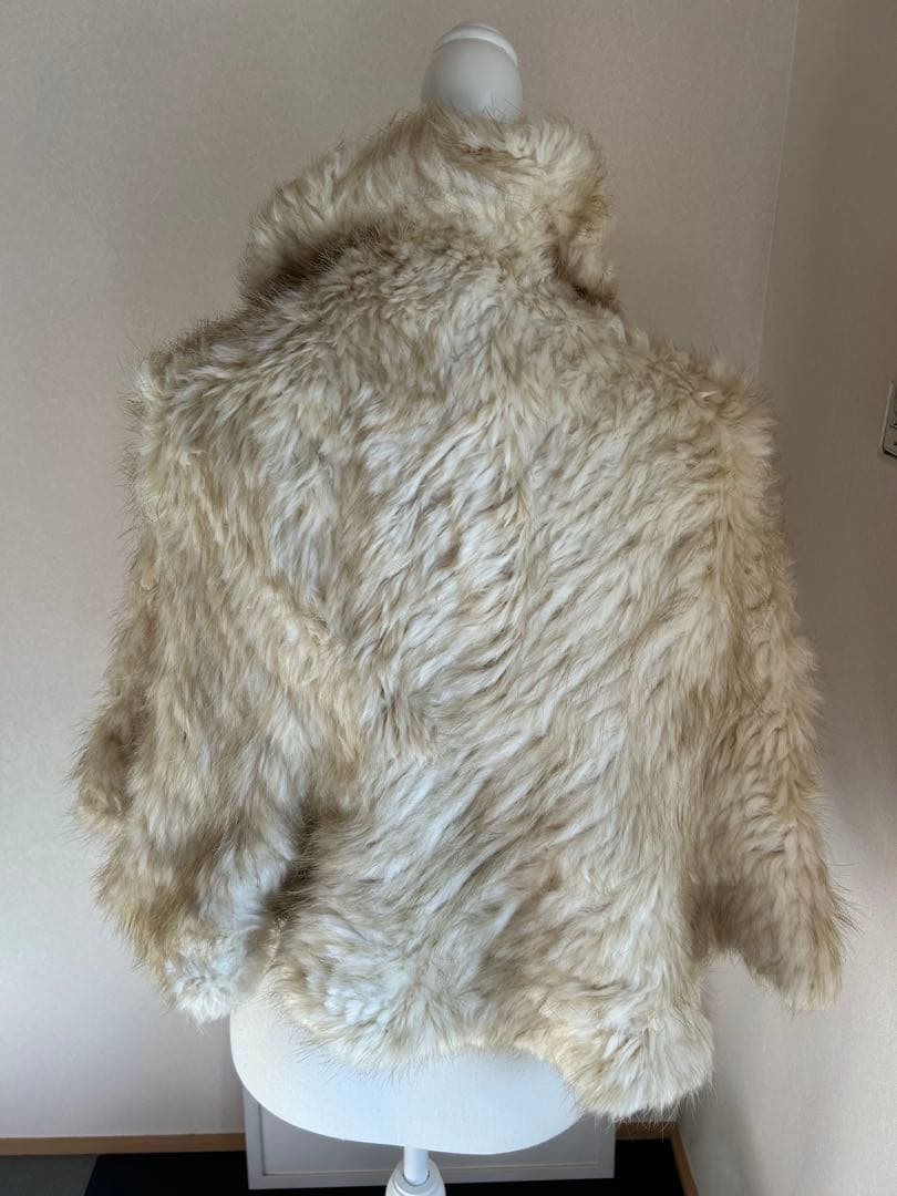 ビーバー　リアルファー　ケープ　ポンチョ　ホワイトゴールド