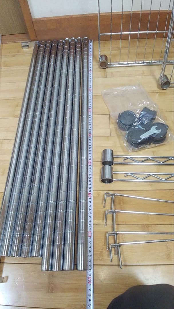 メタルラック　178✖90×46　4枚板 送料込み　　ハンガーポール　キャスター