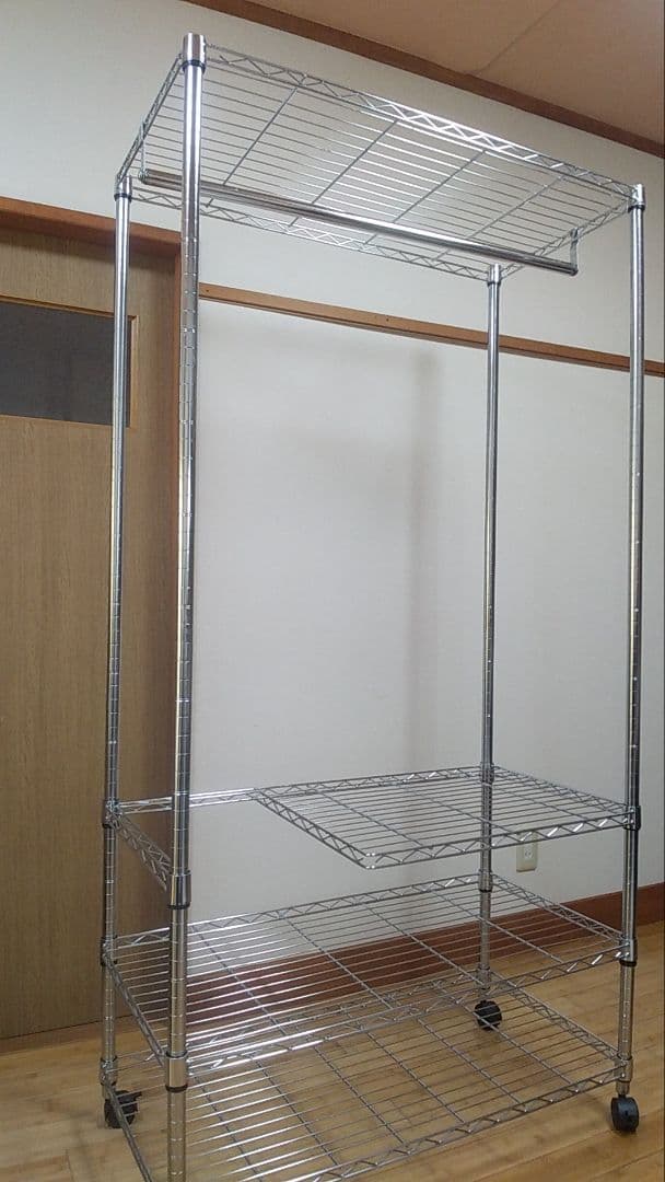 メタルラック　178✖90×46　4枚板 送料込み　　ハンガーポール　キャスター