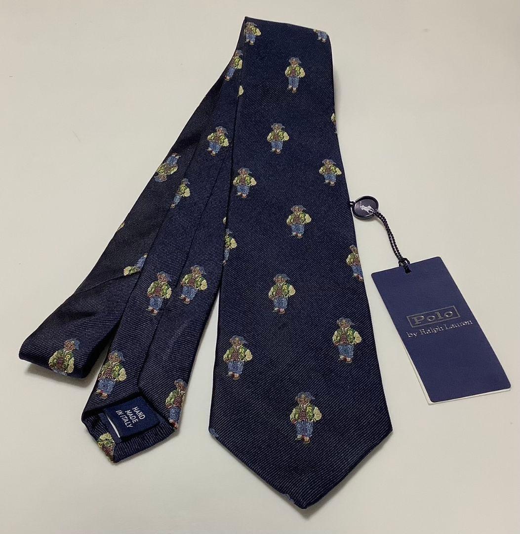 【新品未使用タグ付き】ポロラルフローレン　ベア　ネクタイ　紺