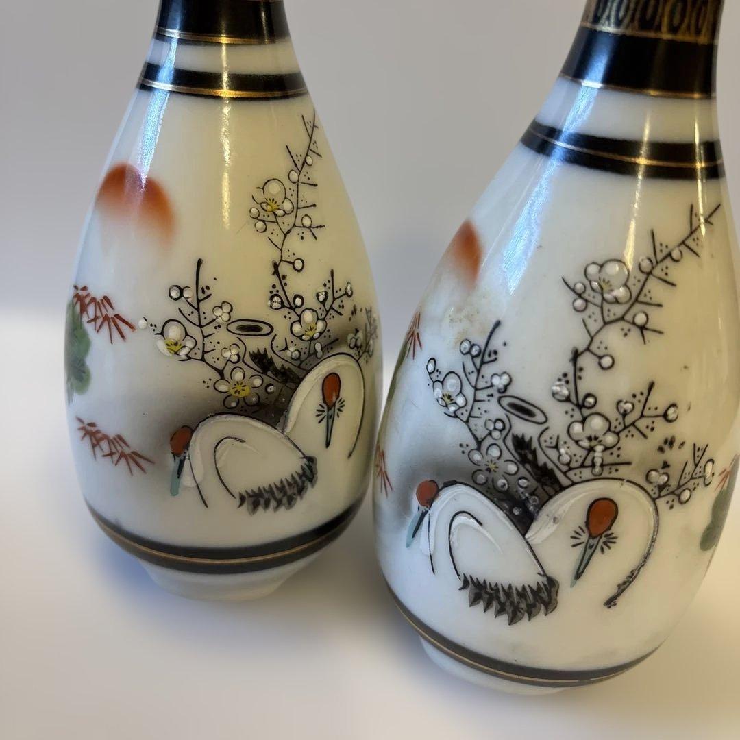 九谷焼 徳利 【4本セット】鶴 松竹梅文 金彩 酒器 底印あり とっくり