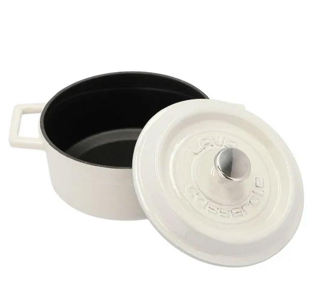 LAVA ラウンドキャセロール マジョリカホワイト 18cm ホーロー鍋