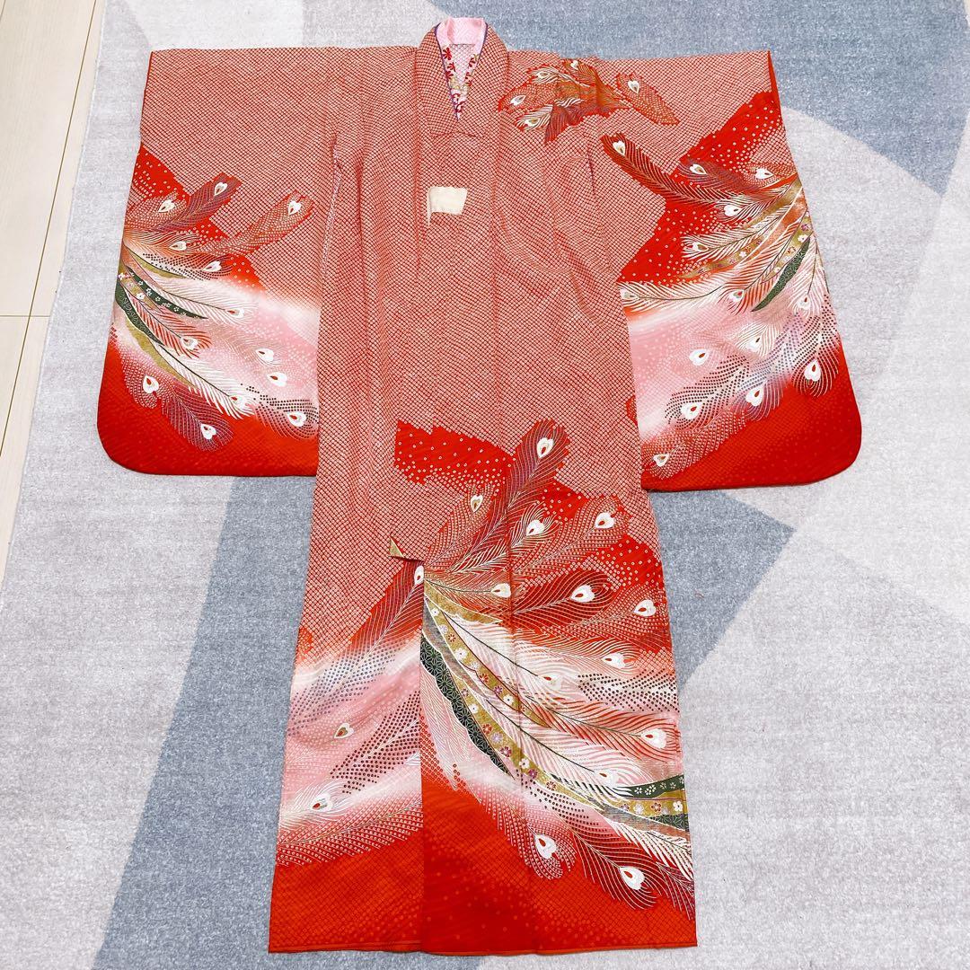 七五三 7歳 正絹 着物 作り帯 バッグ 草履 小物セット 鹿の子