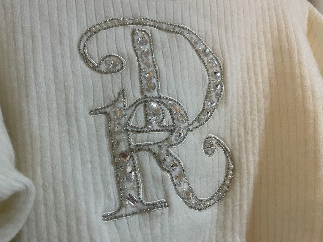 ダーリッチ DRビジューボリュームリブニットトップス WHT ホワイト