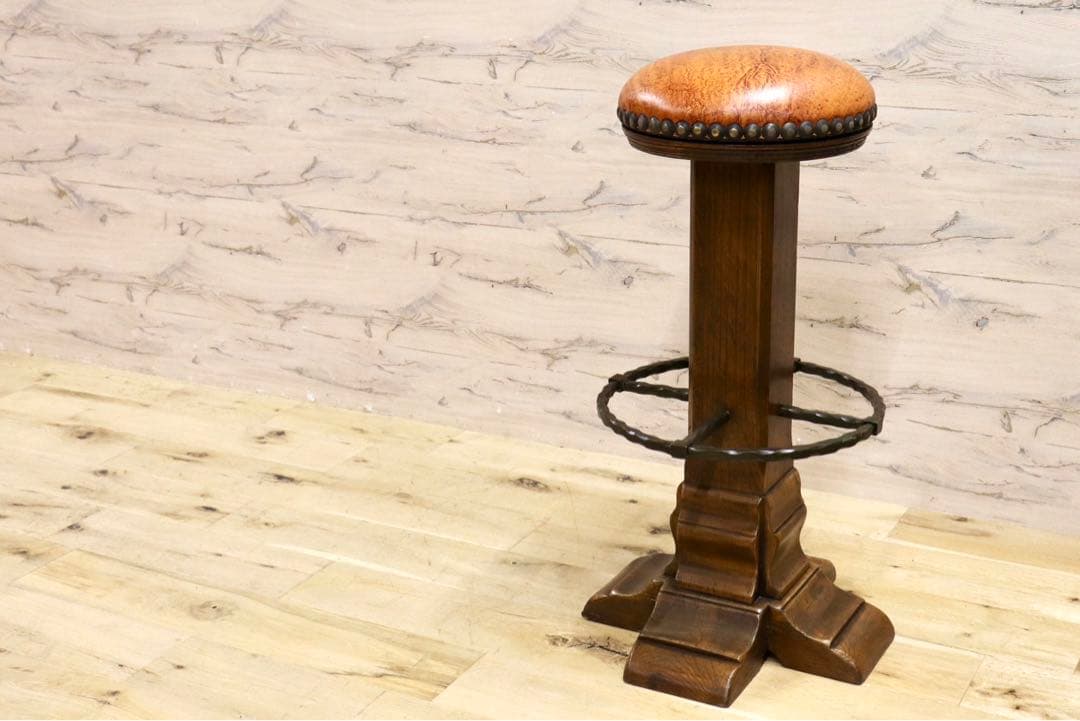 GMIK7M○スペイン製 カスティリアンスタイル バースツール ハイチェア カウ