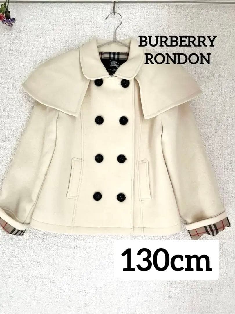【極美品】バーバリーLONDON白Pコート130卒業式発表会フォーマル春用対応可
