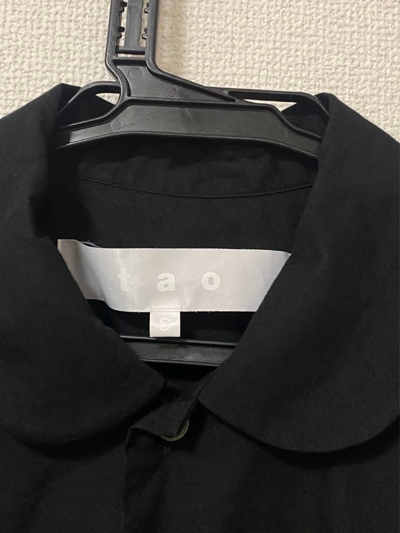 TAO ポケット付き丸襟半袖ブラウス BK