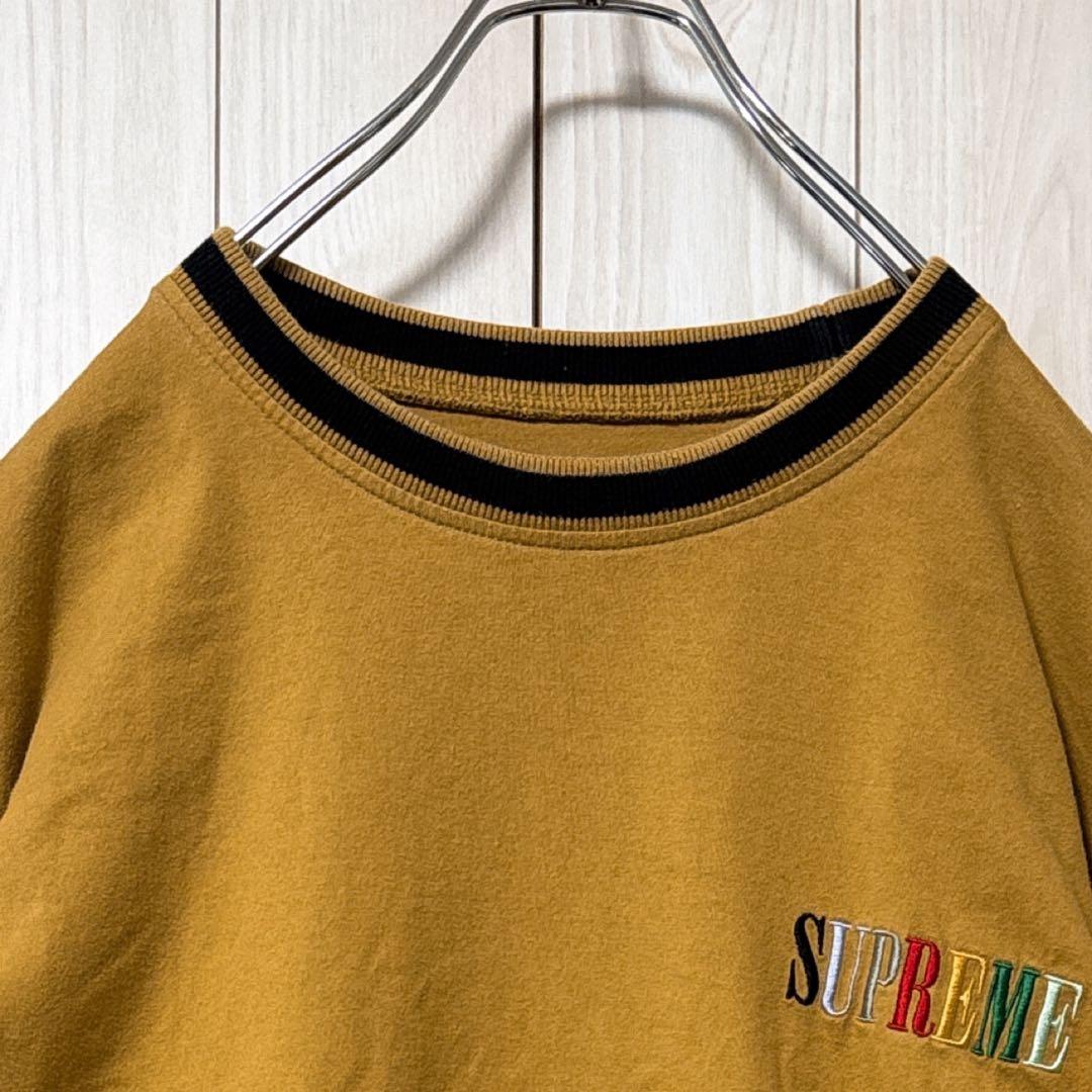 美品 supreme 20AW Tシャツ ロンT 長袖 刺繍ロゴ マルチカラー