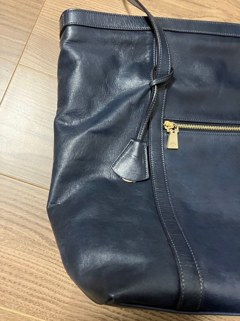 aniary ネイビー レザートートバッグ