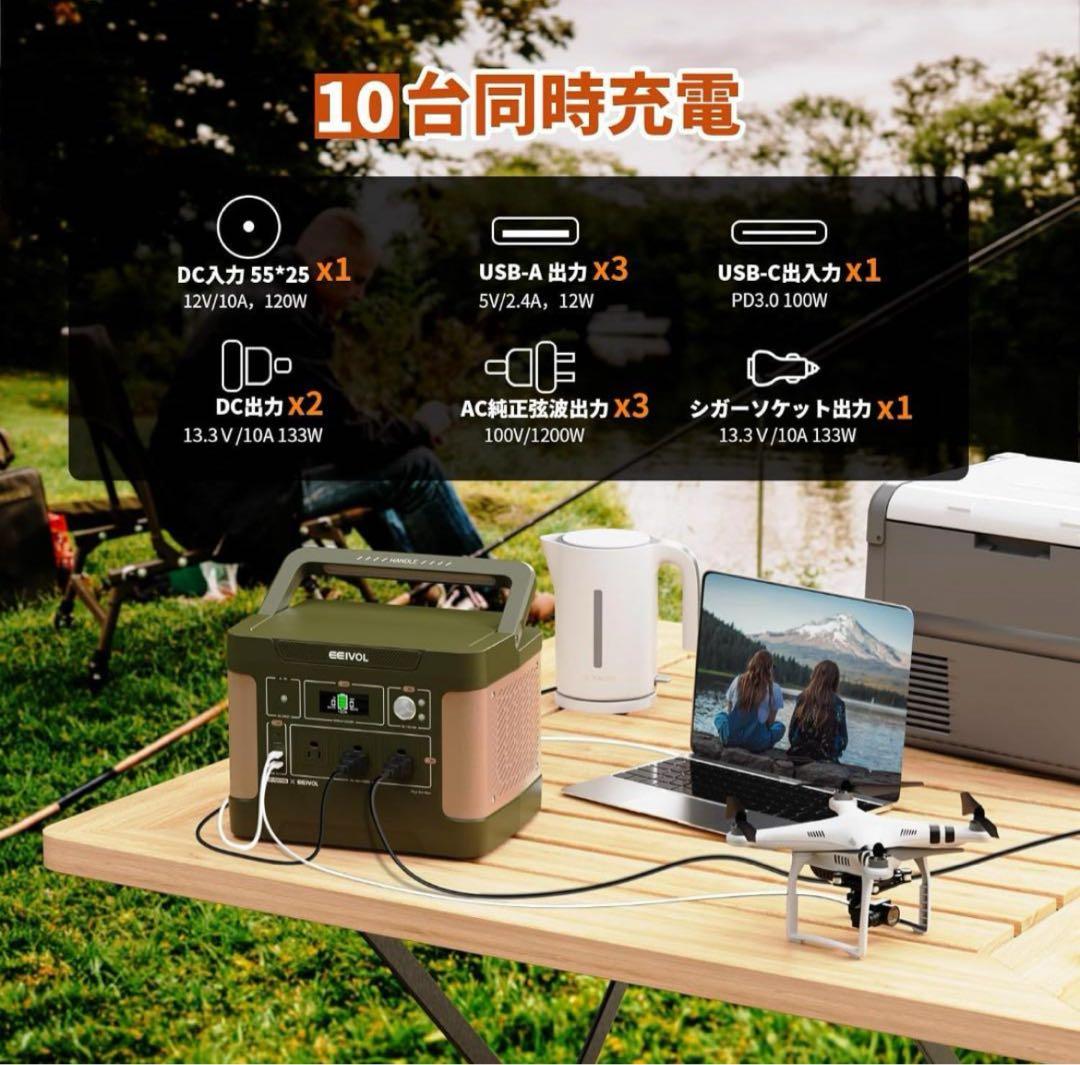 EEIVOL ポータブル電源 1000W 1024Wh