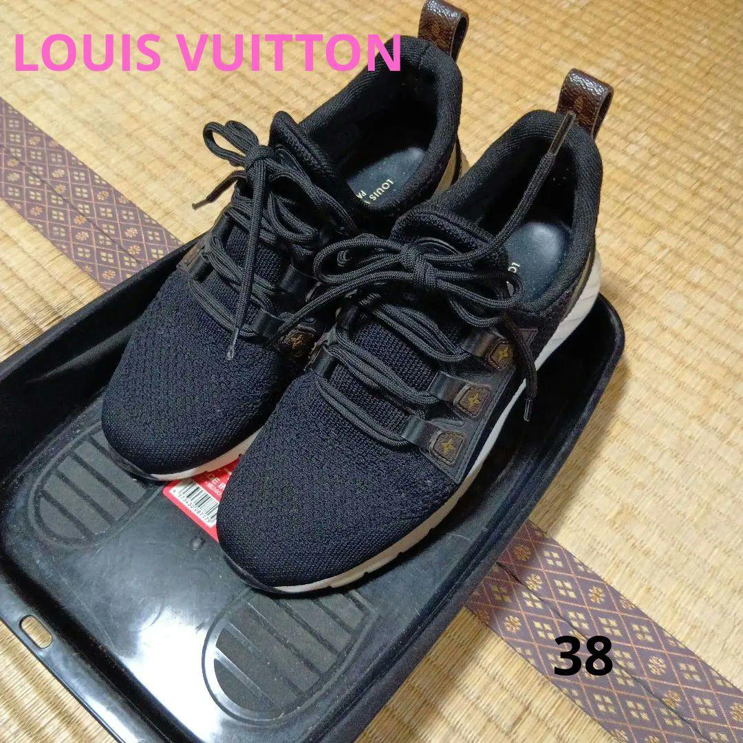 さくら様 ルイヴィトン ロゴ アフターゲームライン スニーカー 黒 38