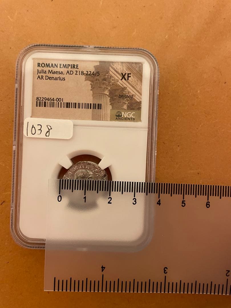 ローマ帝国 デナリウス銀貨　ジュリア・マエサ　NGC鑑定付き　XF